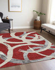 LOOMLAN Rugs Aloura Red Washable Indoor-Outdoor Rug