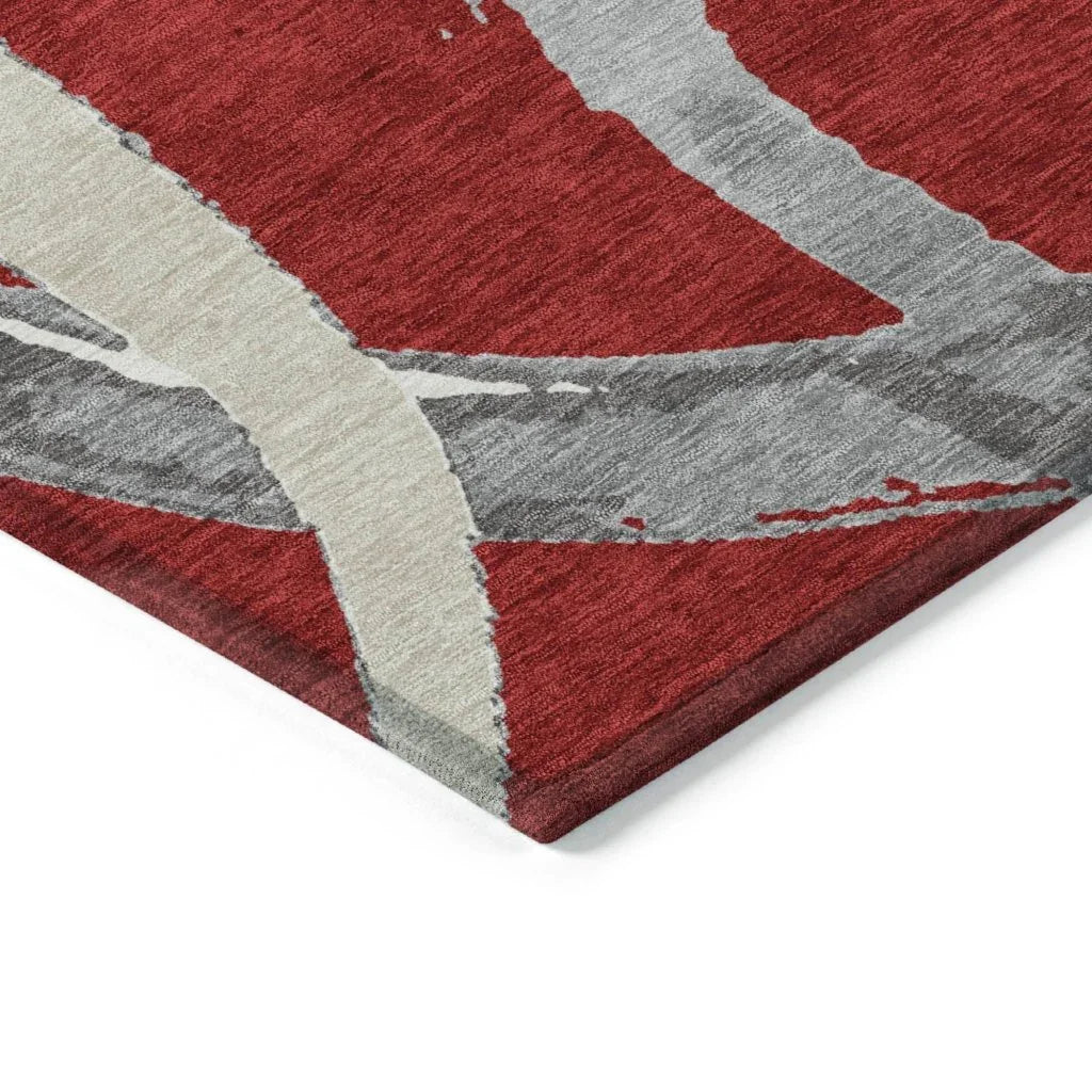 LOOMLAN Rugs Aloura Red Washable Indoor-Outdoor Rug