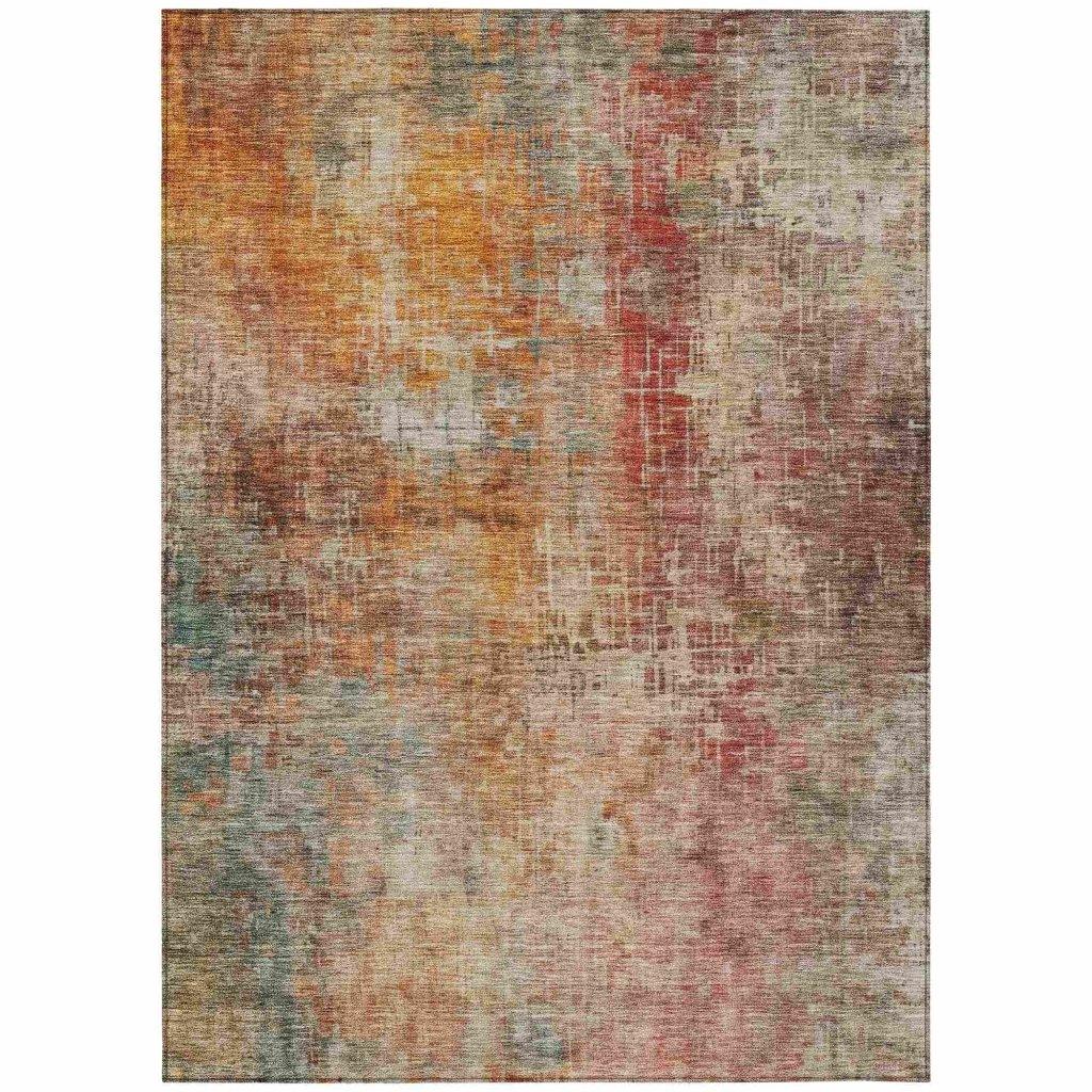 LOOMLAN Rugs Amalina Brown Washable Indoor-Outdoor Rug