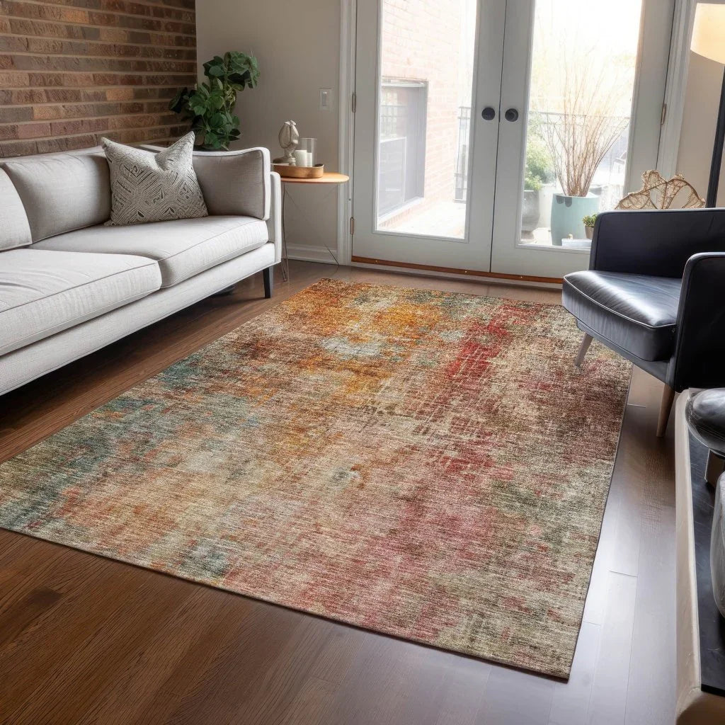 LOOMLAN Rugs Amalina Brown Washable Indoor-Outdoor Rug