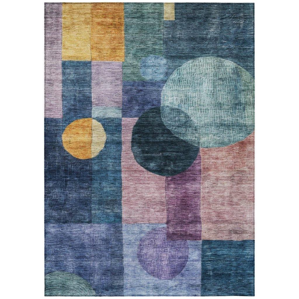 LOOMLAN Rugs Amara Blue Washable Indoor-Outdoor Rug