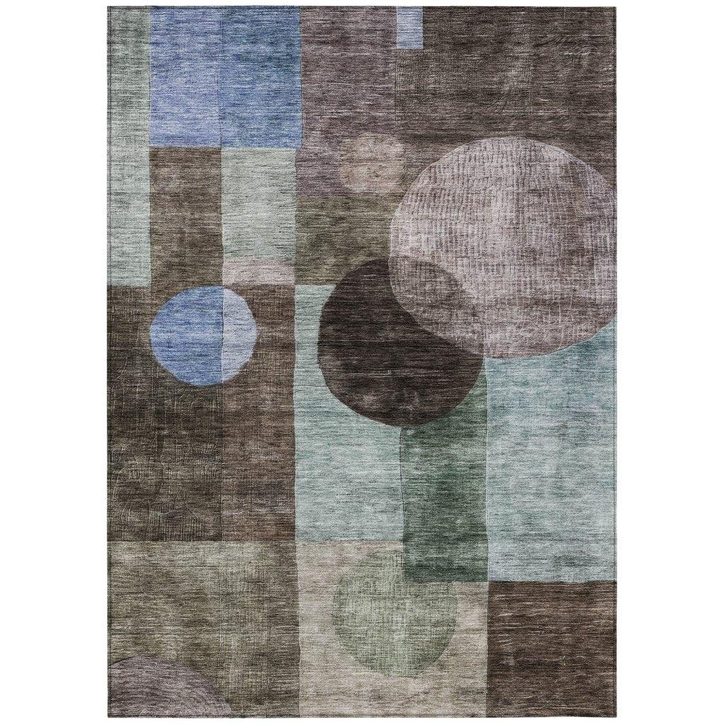 LOOMLAN Rugs Amara Brown Washable Indoor-Outdoor Rug