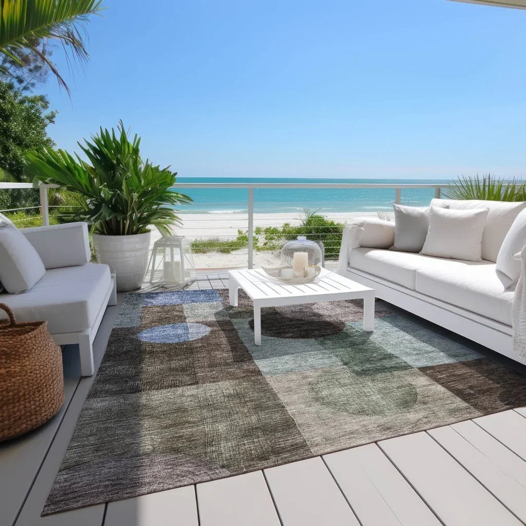 LOOMLAN Rugs Amara Brown Washable Indoor-Outdoor Rug