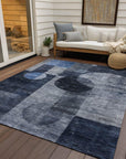 LOOMLAN Rugs Amara Navy Washable Indoor-Outdoor Rug