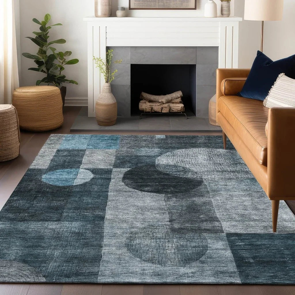 LOOMLAN Rugs Amara Teal Washable Indoor-Outdoor Rug