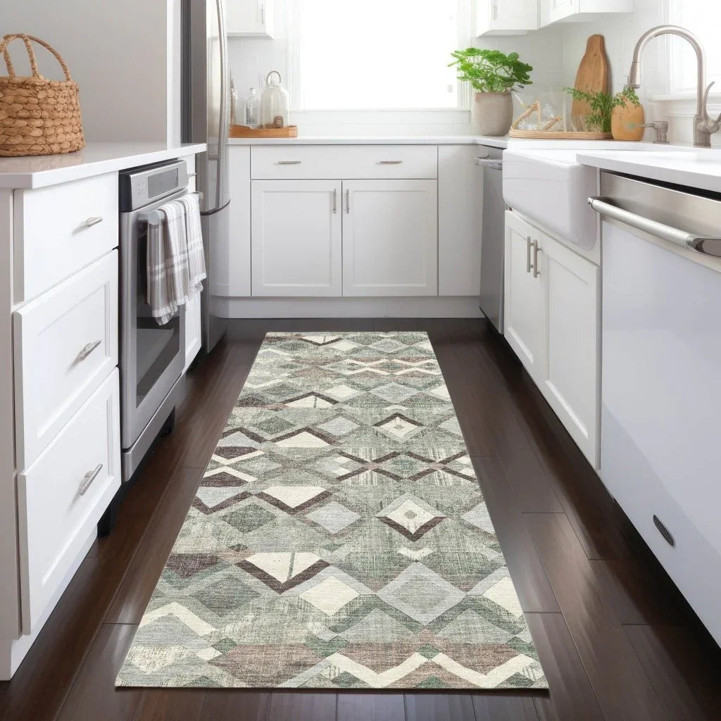 LOOMLAN Rugs Amarrah Green Washable Indoor-Outdoor Rug