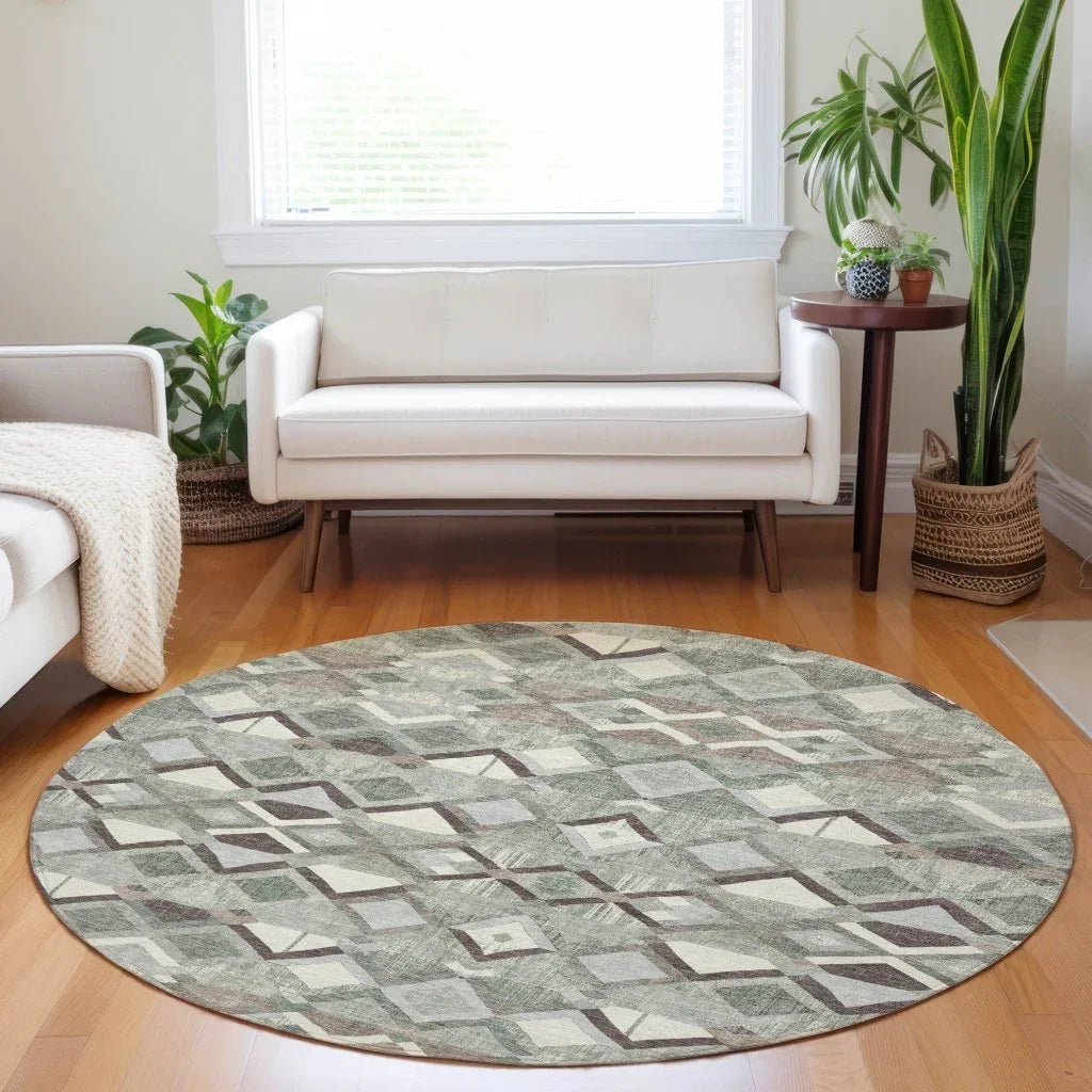 LOOMLAN Rugs Amarrah Green Washable Indoor-Outdoor Rug