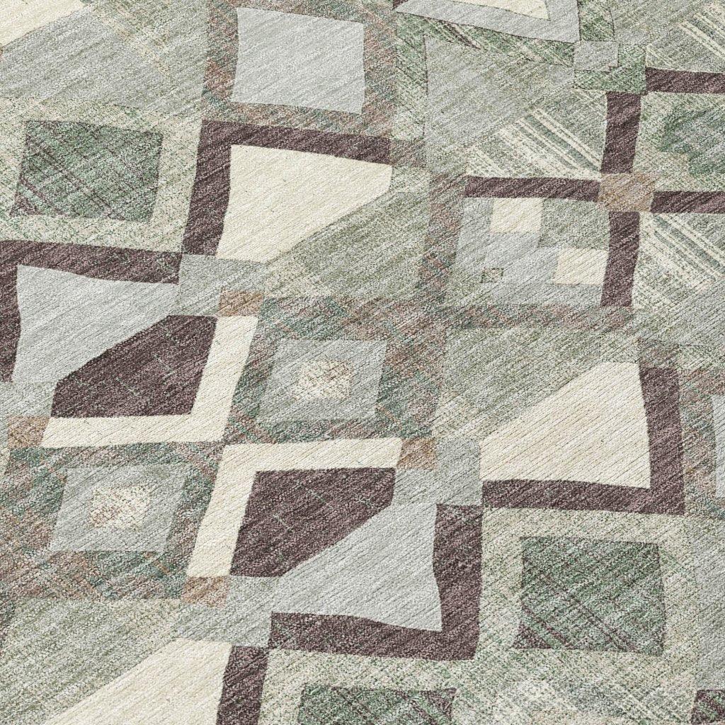 LOOMLAN Rugs Amarrah Green Washable Indoor-Outdoor Rug
