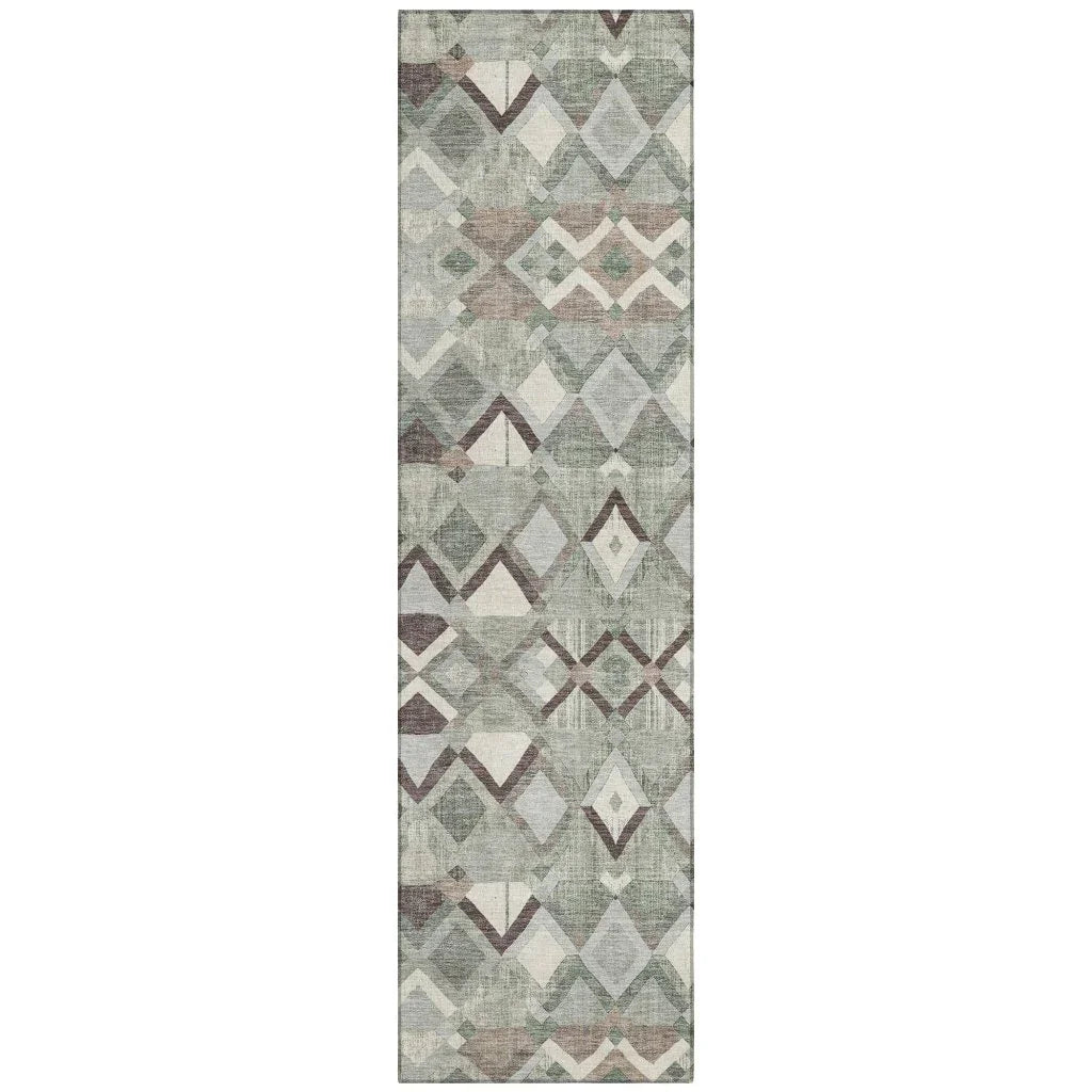 LOOMLAN Rugs Amarrah Green Washable Indoor-Outdoor Rug