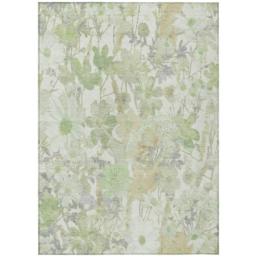 LOOMLAN Rugs Ameliah Green Washable Indoor-Outdoor Rug
