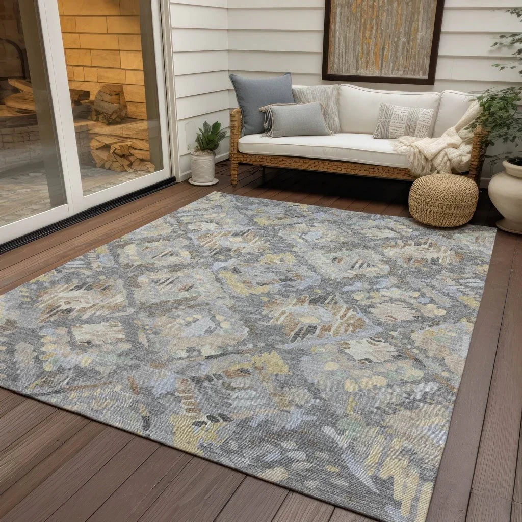 LOOMLAN Rugs Amethira Gray Washable Indoor-Outdoor Rug