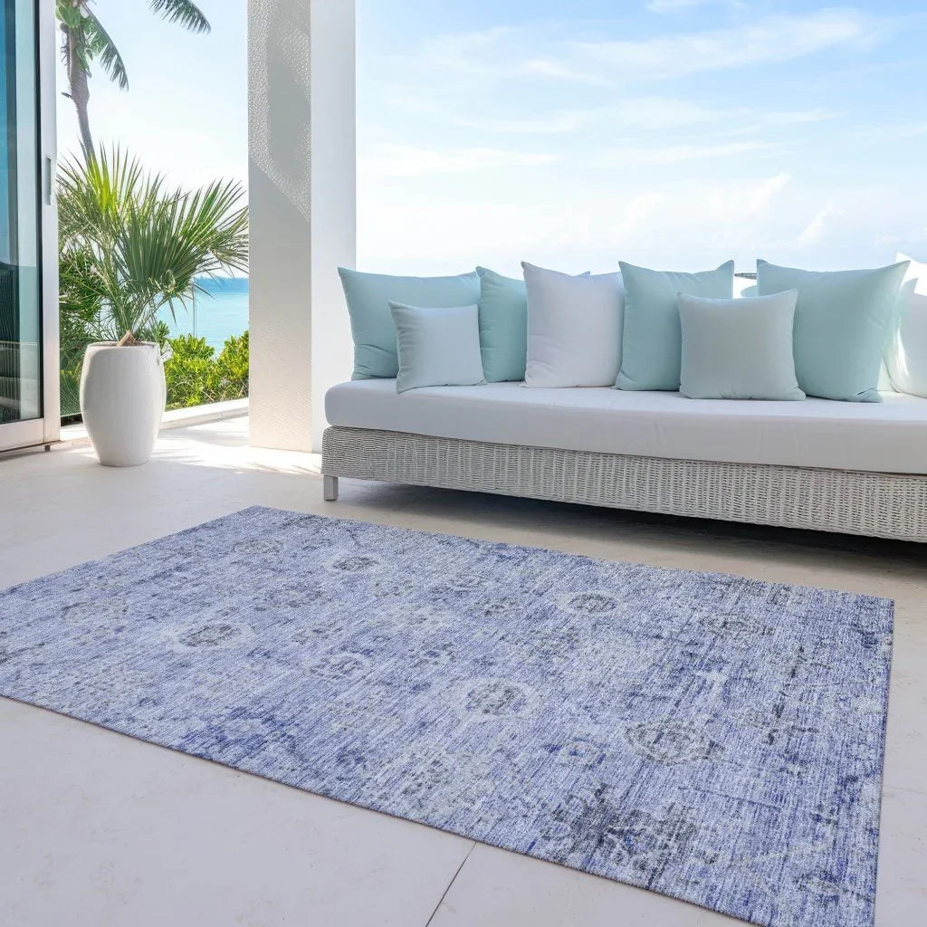 LOOMLAN Rugs Andorra Blue Washable Indoor-Outdoor Rug