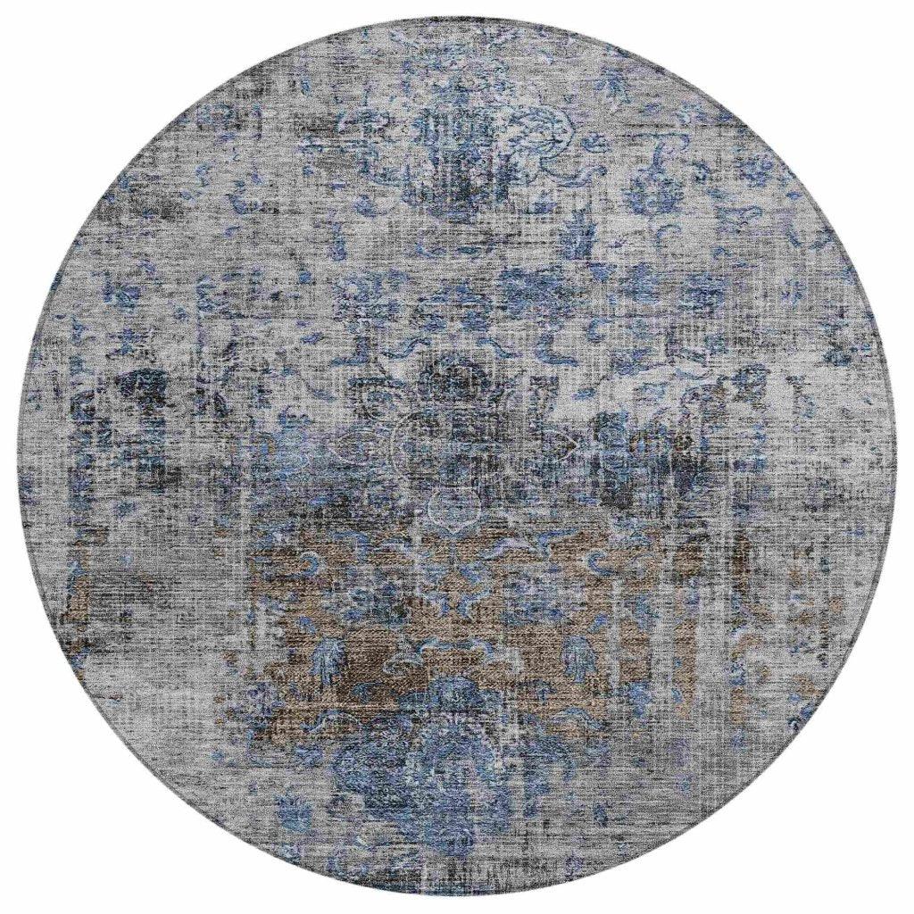 LOOMLAN Rugs Anna Blue Washable Indoor-Outdoor Rug