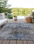 LOOMLAN Rugs Anna Blue Washable Indoor-Outdoor Rug