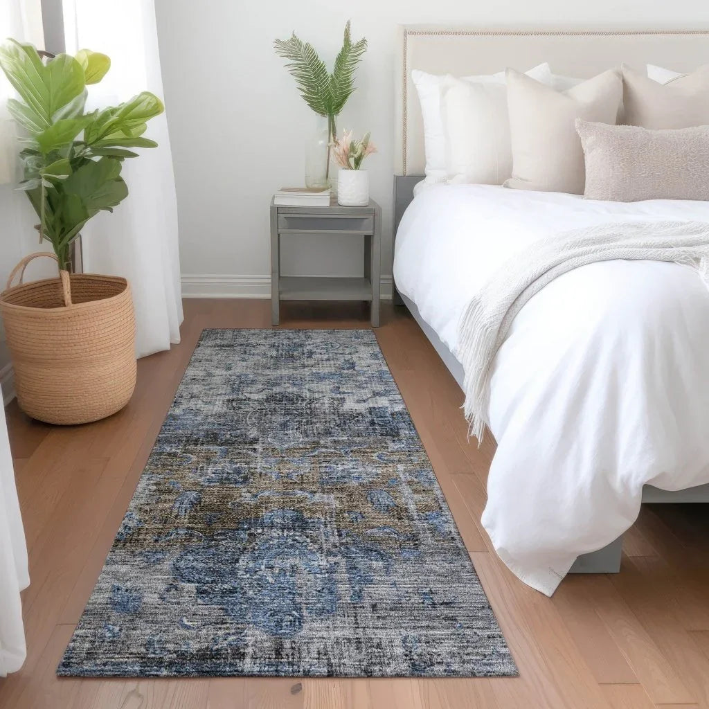 LOOMLAN Rugs Anna Blue Washable Indoor-Outdoor Rug