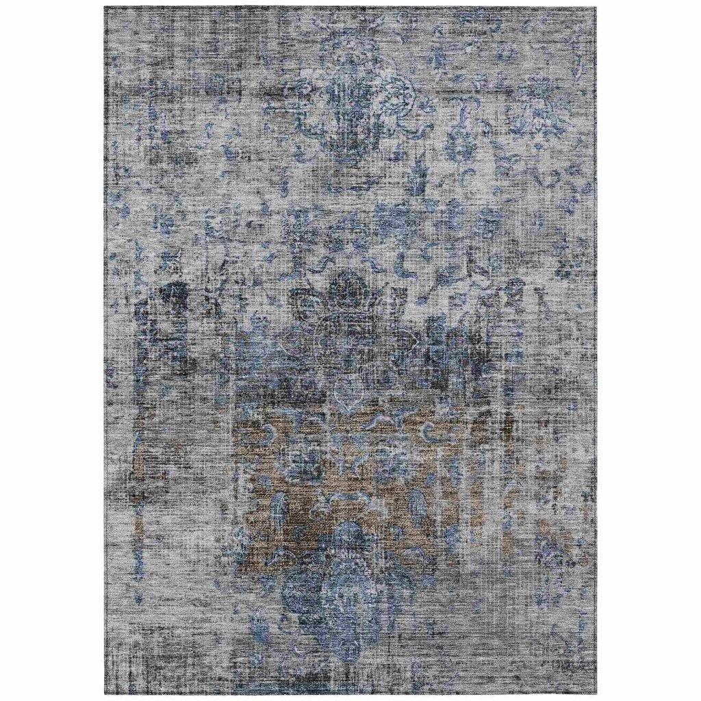 LOOMLAN Rugs Anna Blue Washable Indoor-Outdoor Rug