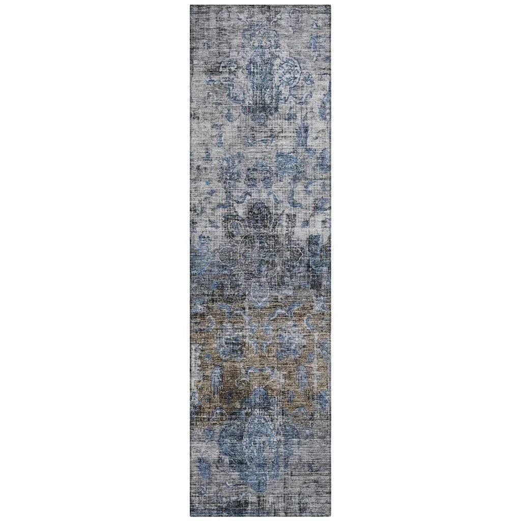 LOOMLAN Rugs Anna Blue Washable Indoor-Outdoor Rug