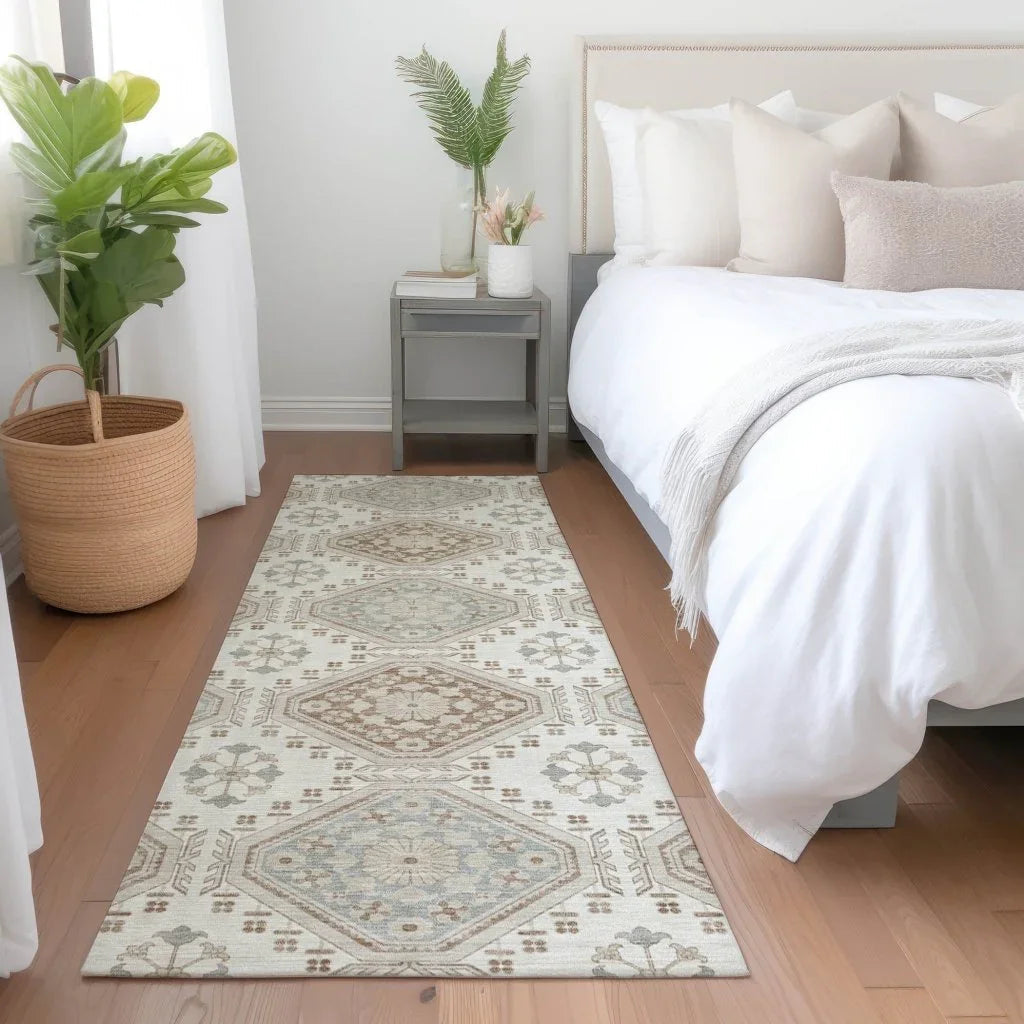 LOOMLAN Rugs Antheya Ivory Washable Indoor-Outdoor Rug