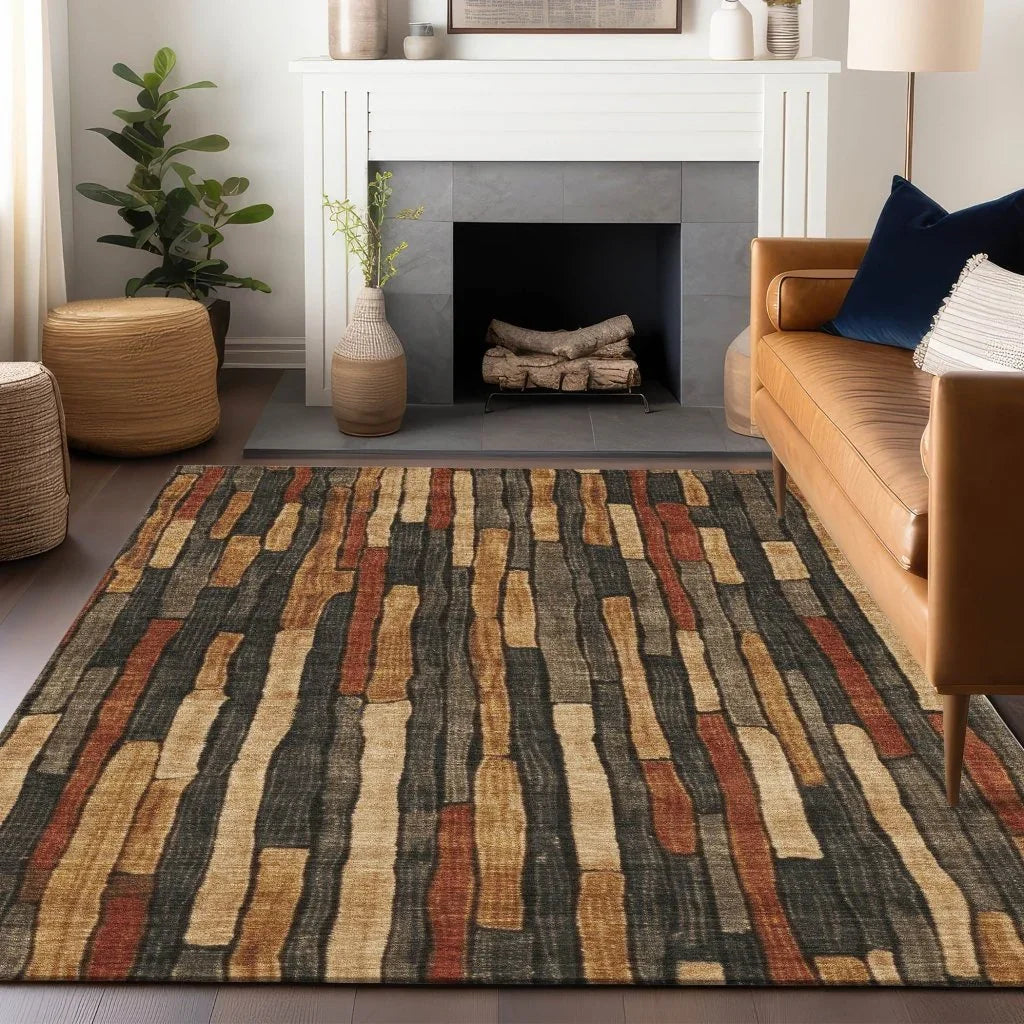 LOOMLAN Rugs Arganza Brown Washable Indoor-Outdoor Rug