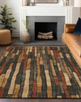 LOOMLAN Rugs Arganza Brown Washable Indoor-Outdoor Rug