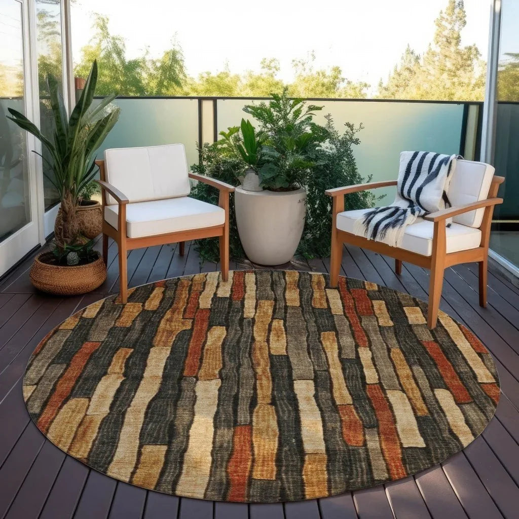 LOOMLAN Rugs Arganza Brown Washable Indoor-Outdoor Rug