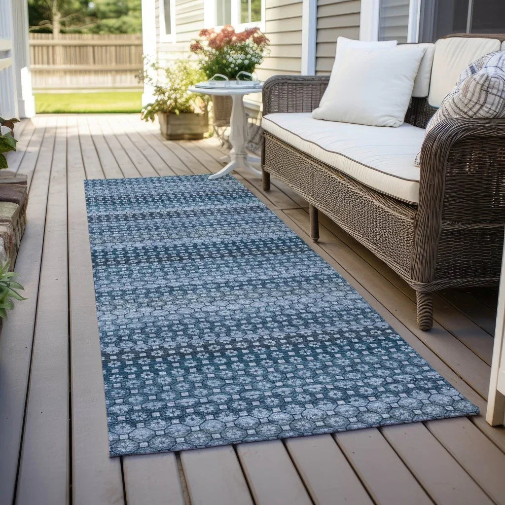 LOOMLAN Rugs Ariaelle Blue Washable Indoor-Outdoor Rug