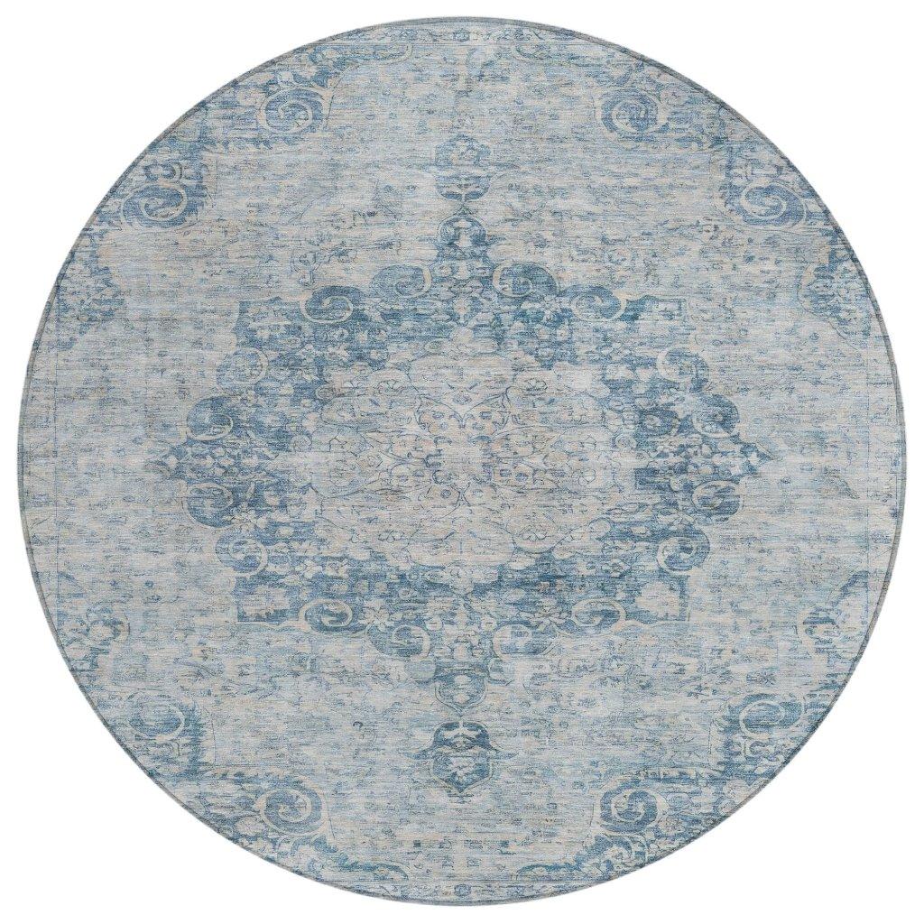 LOOMLAN Rugs Arienne Blue Washable Indoor-Outdoor Rug