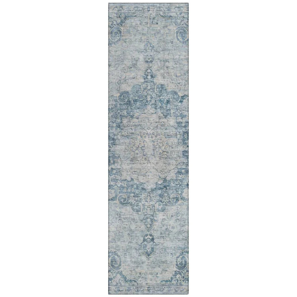 LOOMLAN Rugs Arienne Blue Washable Indoor-Outdoor Rug