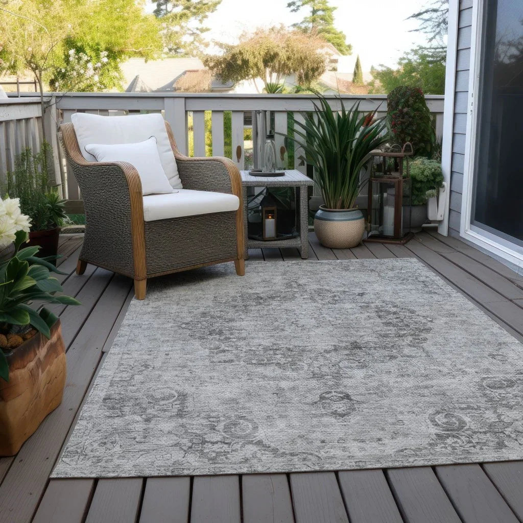 LOOMLAN Rugs Arienne Gray Washable Indoor-Outdoor Rug