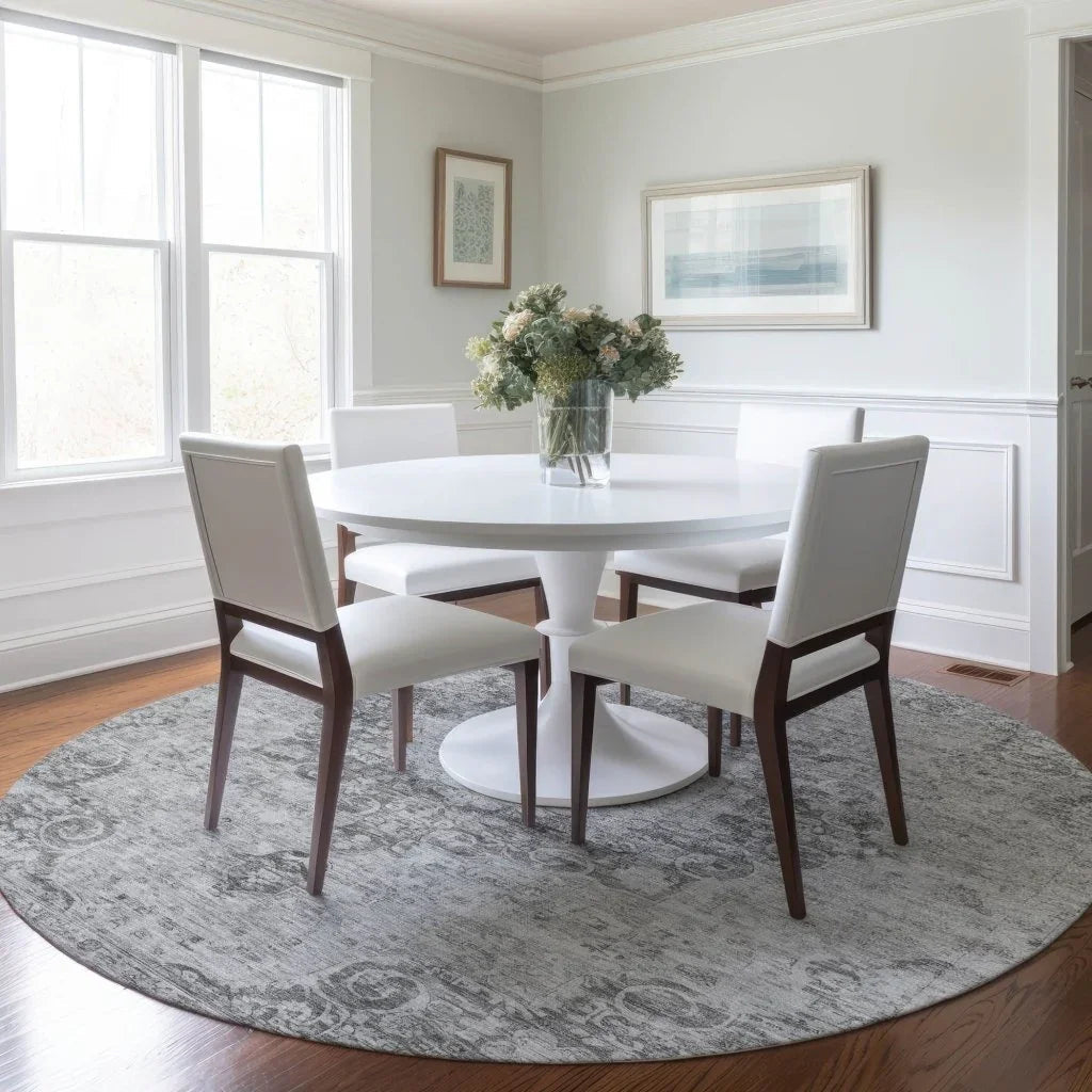 LOOMLAN Rugs Arienne Gray Washable Indoor-Outdoor Rug