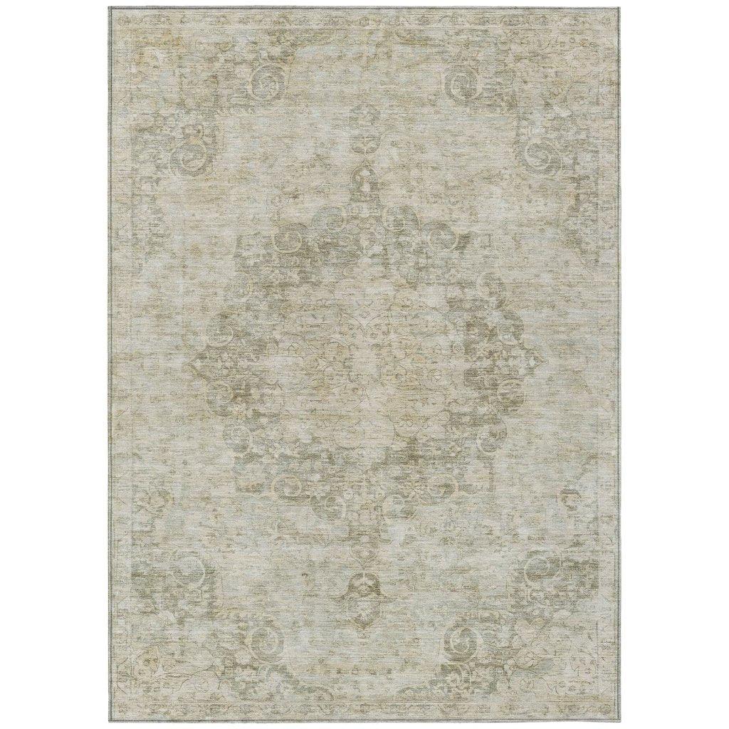LOOMLAN Rugs Arienne Green Washable Indoor-Outdoor Rug