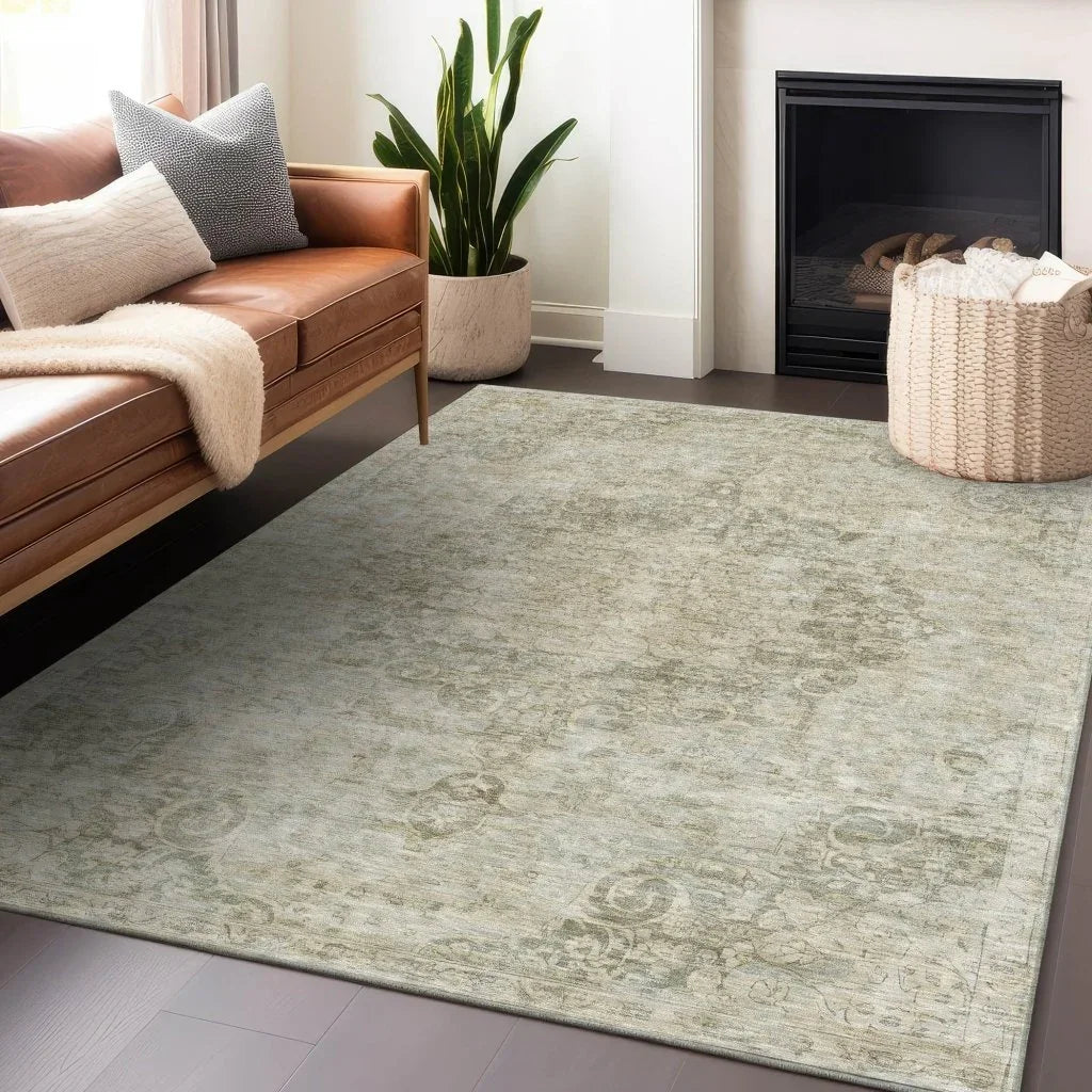 LOOMLAN Rugs Arienne Green Washable Indoor-Outdoor Rug