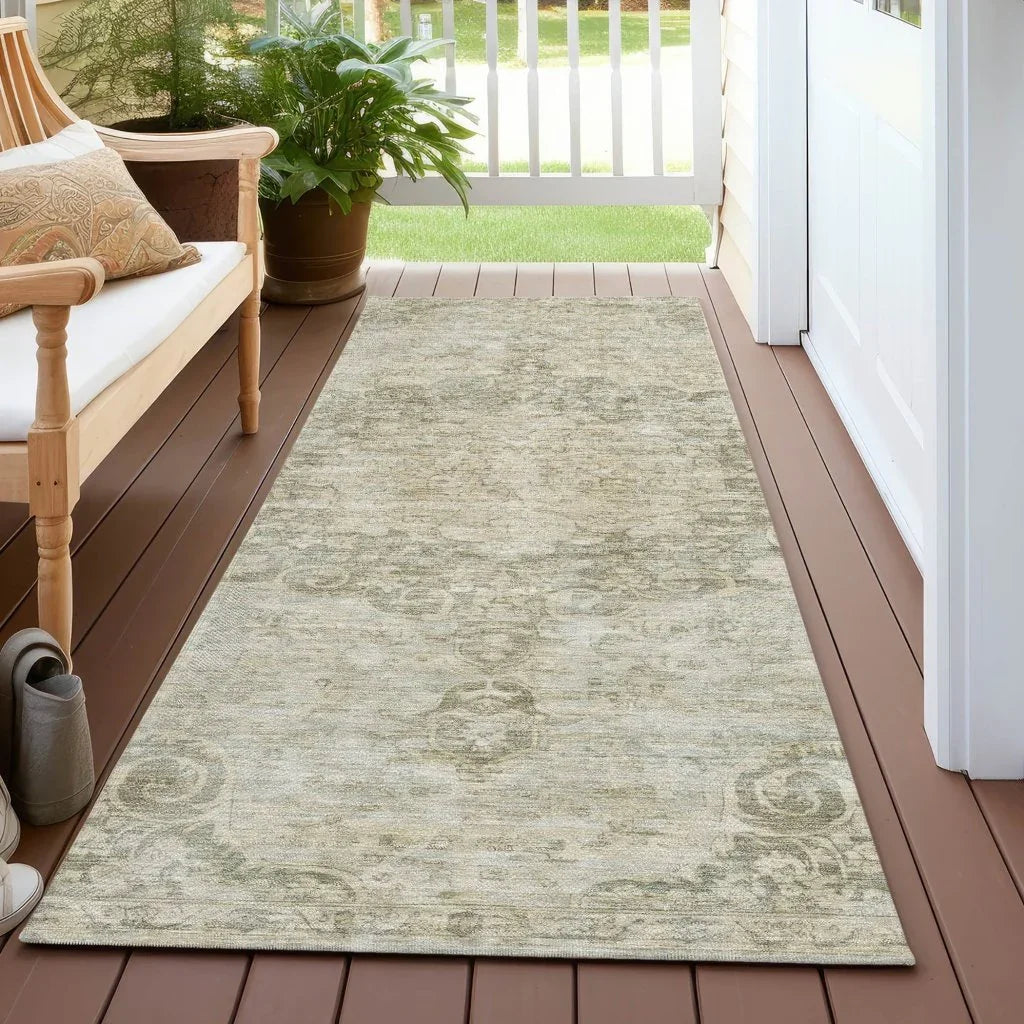 LOOMLAN Rugs Arienne Green Washable Indoor-Outdoor Rug