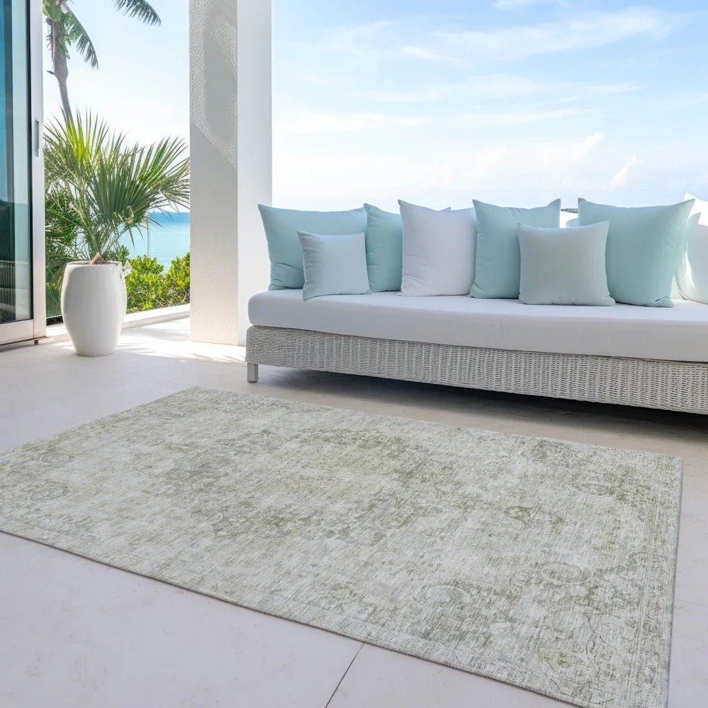 LOOMLAN Rugs Arienne Green Washable Indoor-Outdoor Rug