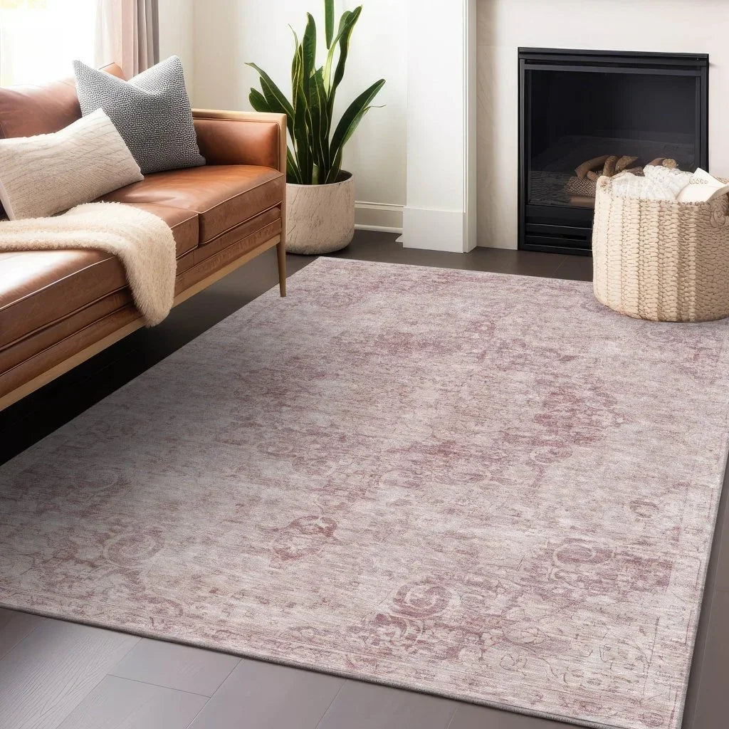 LOOMLAN Rugs Arienne Pink Washable Indoor-Outdoor Rug