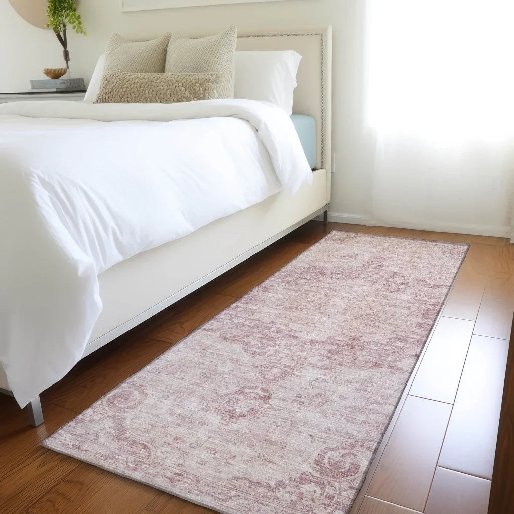 LOOMLAN Rugs Arienne Pink Washable Indoor-Outdoor Rug