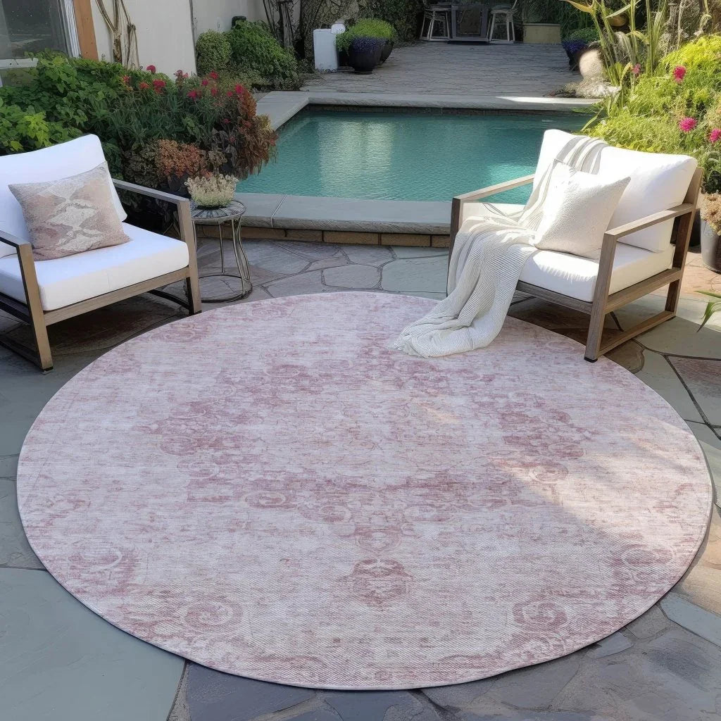 LOOMLAN Rugs Arienne Pink Washable Indoor-Outdoor Rug