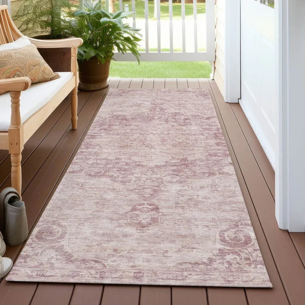 LOOMLAN Rugs Arienne Pink Washable Indoor-Outdoor Rug