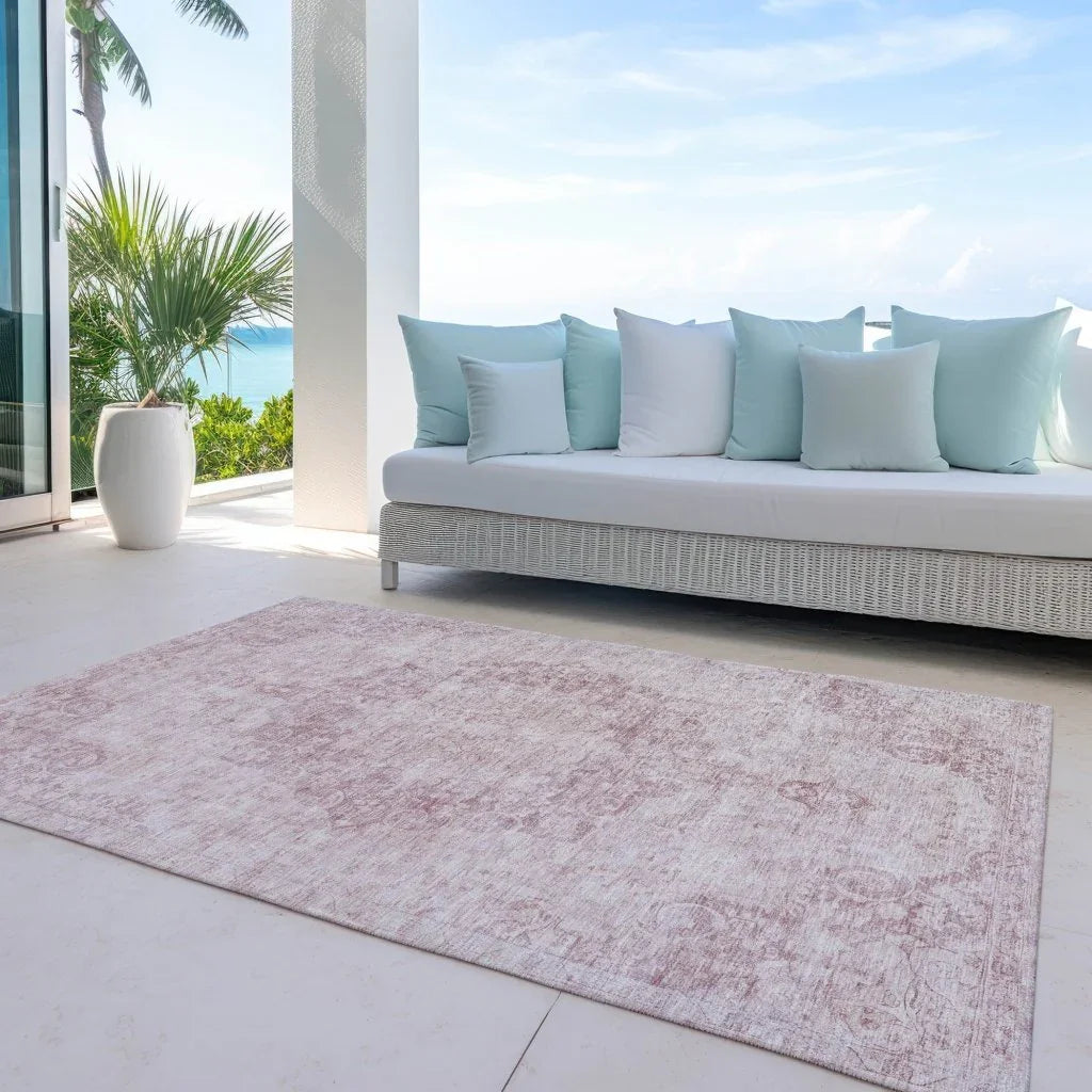 LOOMLAN Rugs Arienne Pink Washable Indoor-Outdoor Rug