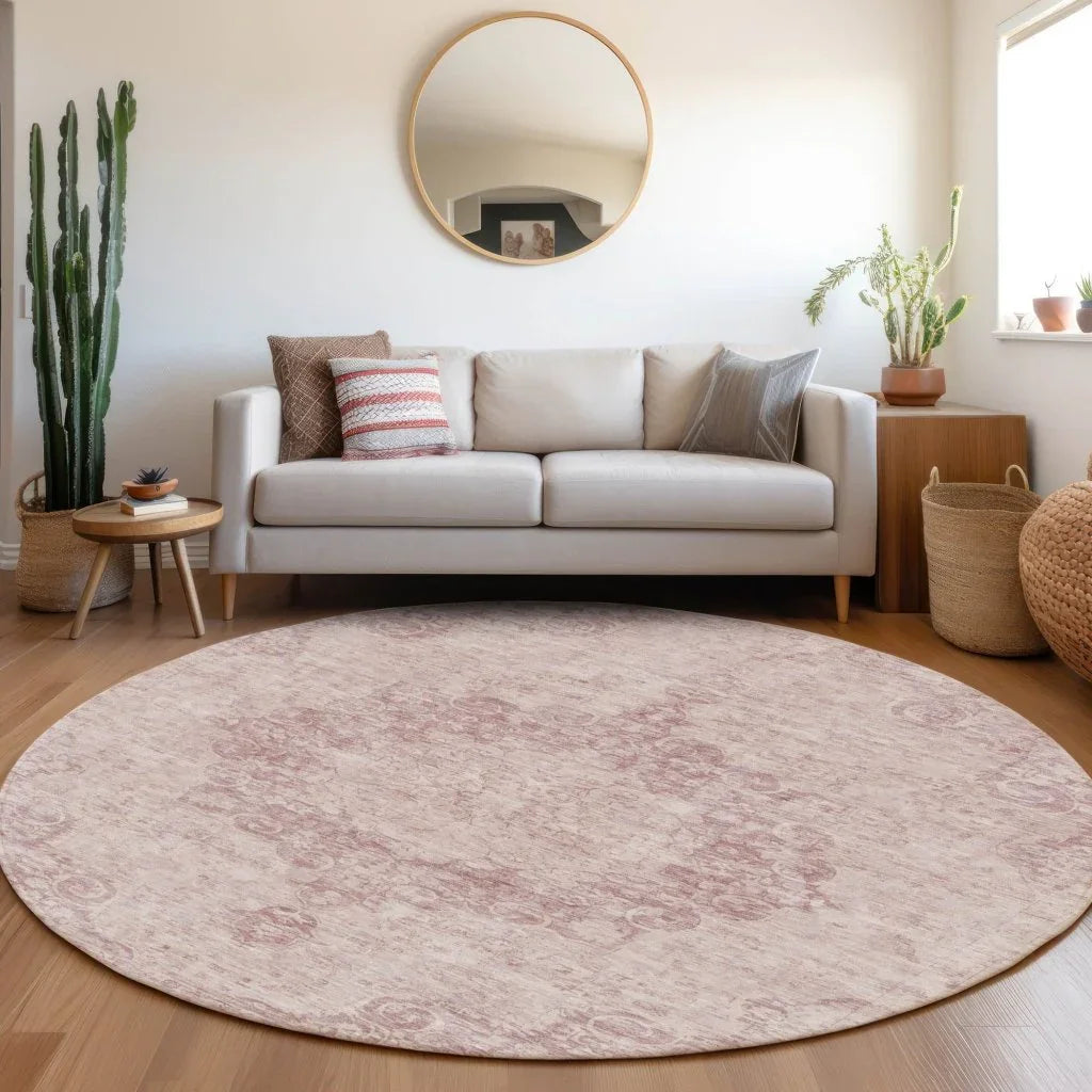 LOOMLAN Rugs Arienne Pink Washable Indoor-Outdoor Rug