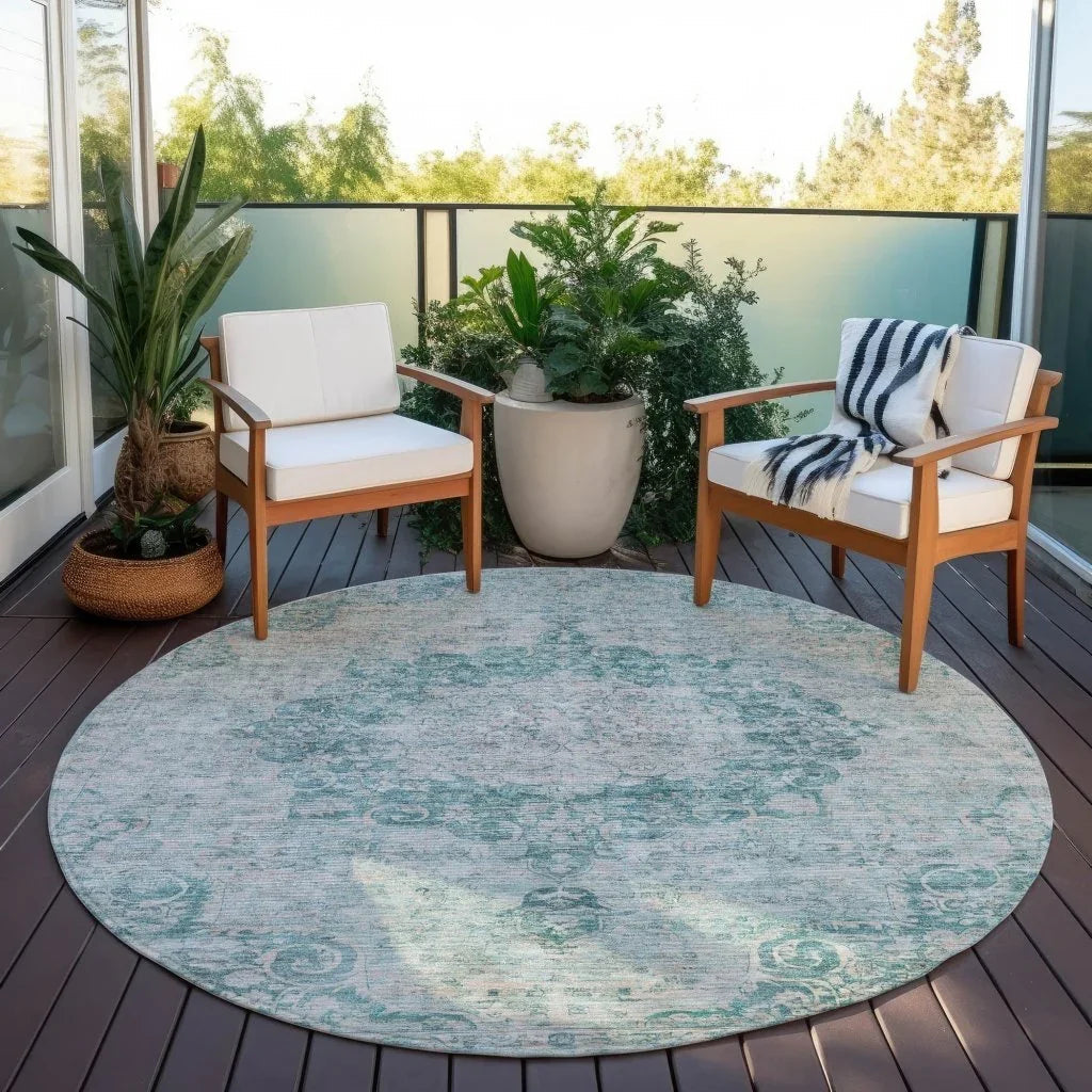 LOOMLAN Rugs Arienne Teal Washable Indoor-Outdoor Rug