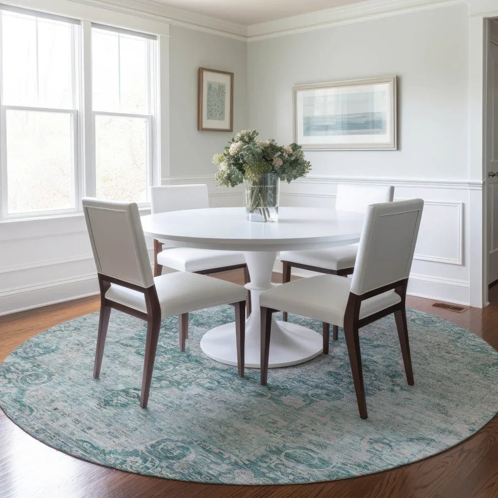 LOOMLAN Rugs Arienne Teal Washable Indoor-Outdoor Rug