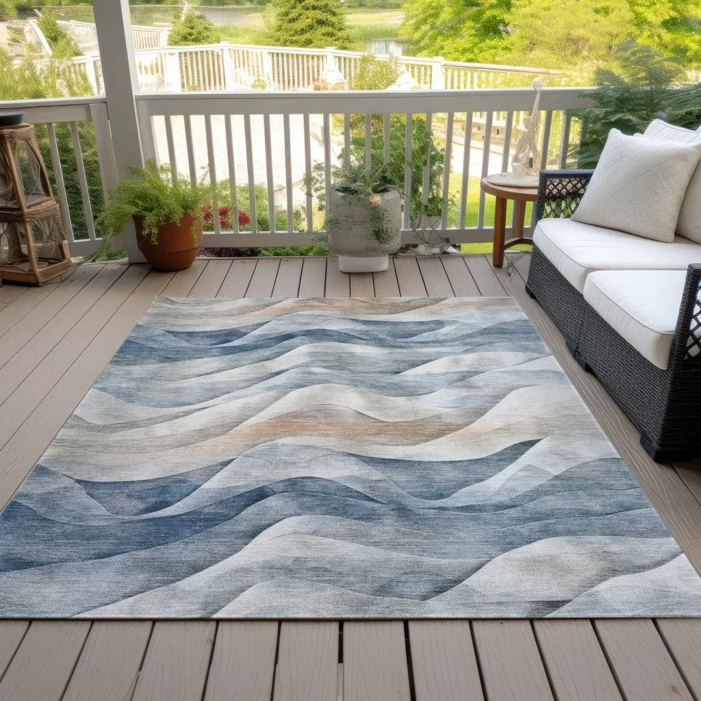 LOOMLAN Rugs Arionelle Blue Washable Indoor-Outdoor Rug