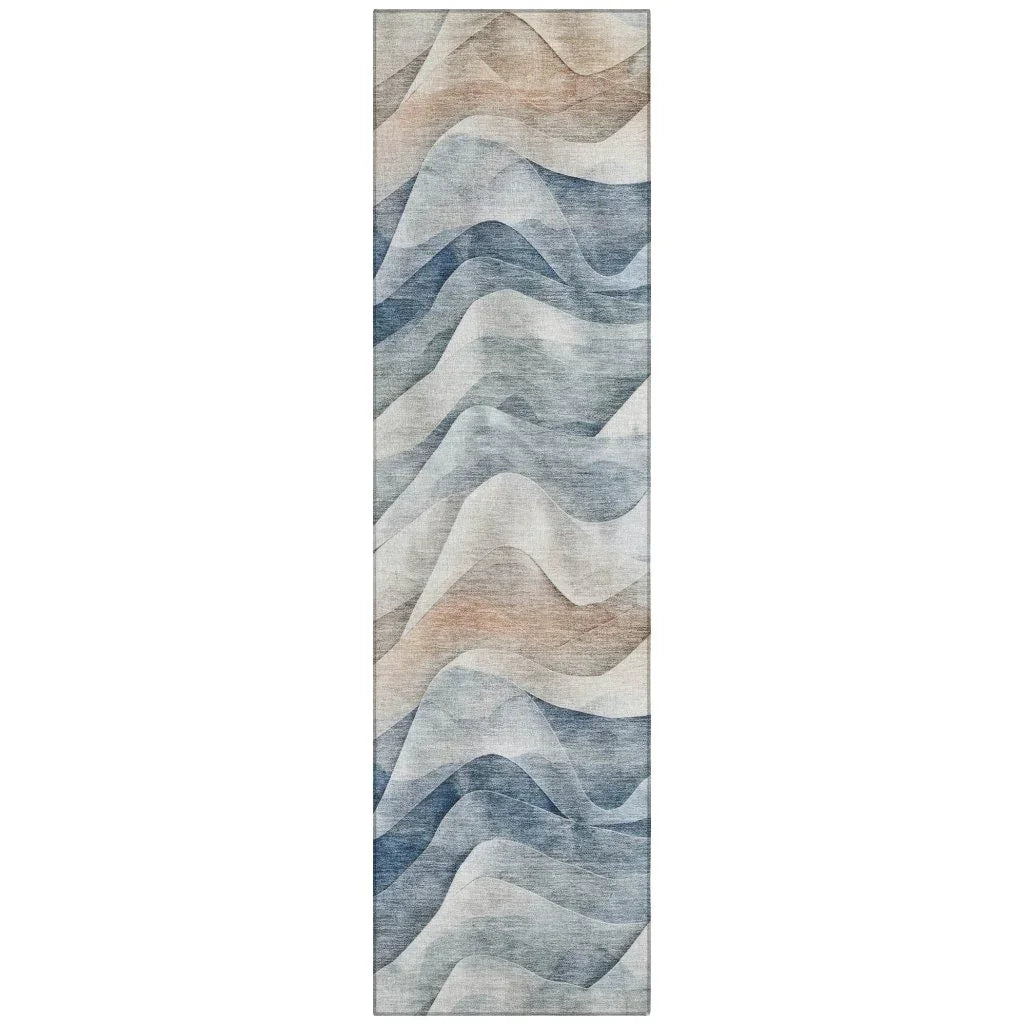LOOMLAN Rugs Arionelle Blue Washable Indoor-Outdoor Rug