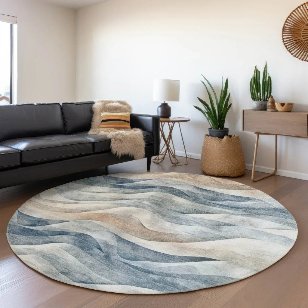LOOMLAN Rugs Arionelle Blue Washable Indoor-Outdoor Rug