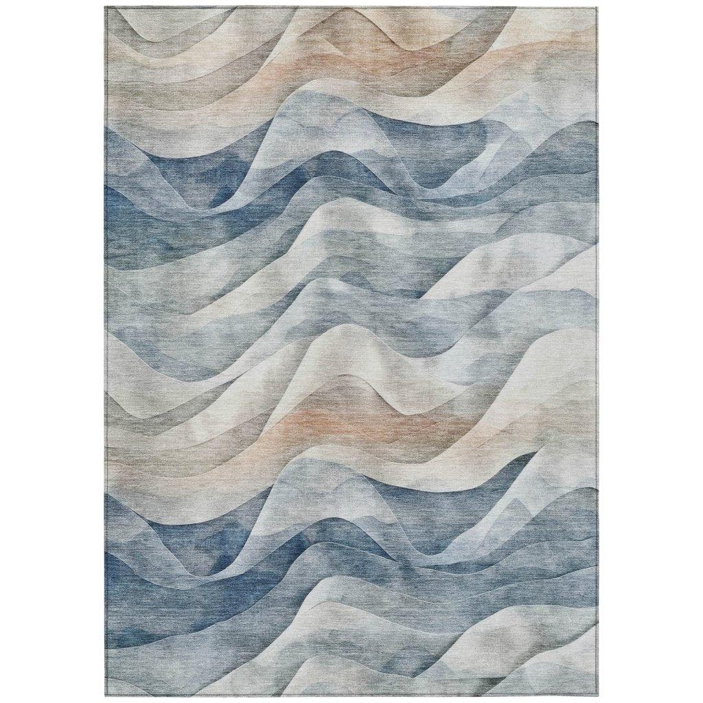 LOOMLAN Rugs Arionelle Blue Washable Indoor-Outdoor Rug