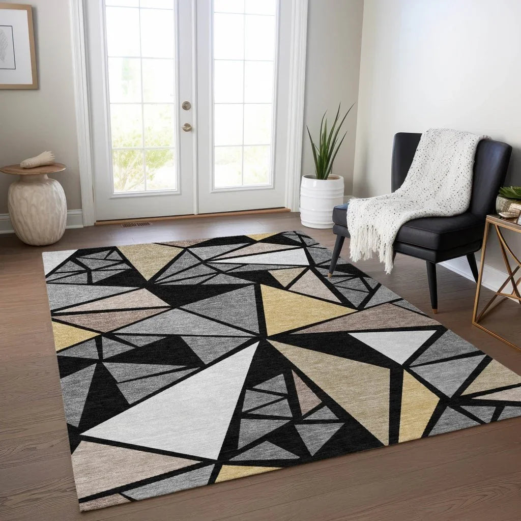 LOOMLAN Rugs Aristea Black Washable Indoor-Outdoor Rug