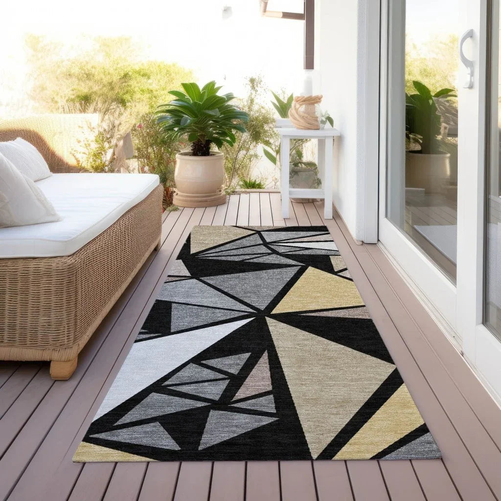 LOOMLAN Rugs Aristea Black Washable Indoor-Outdoor Rug