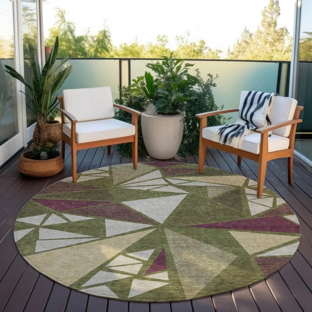 LOOMLAN Rugs Aristea Green Washable Indoor-Outdoor Rug