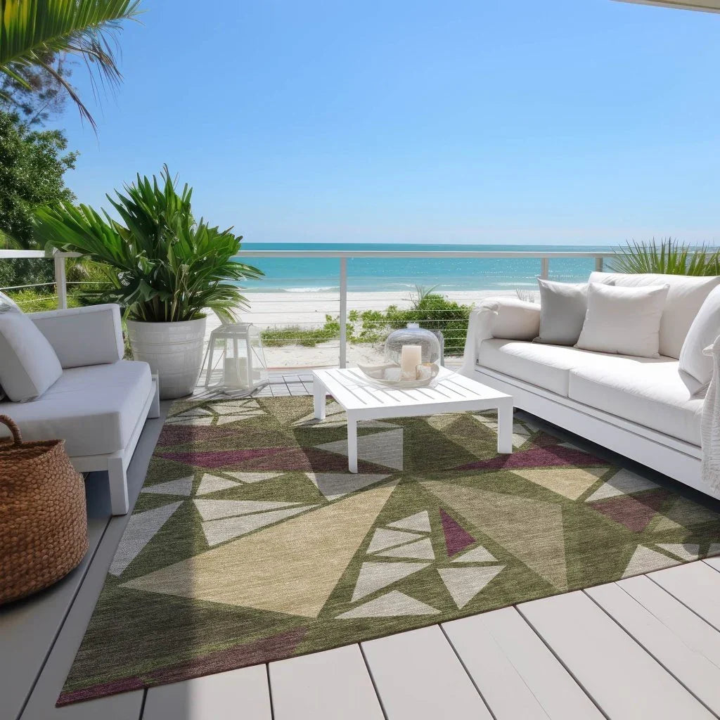 LOOMLAN Rugs Aristea Green Washable Indoor-Outdoor Rug